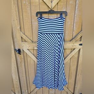 GAP Striped Maxi Skirt Black White S Fold Over Waist Stretchy Beach Vacation